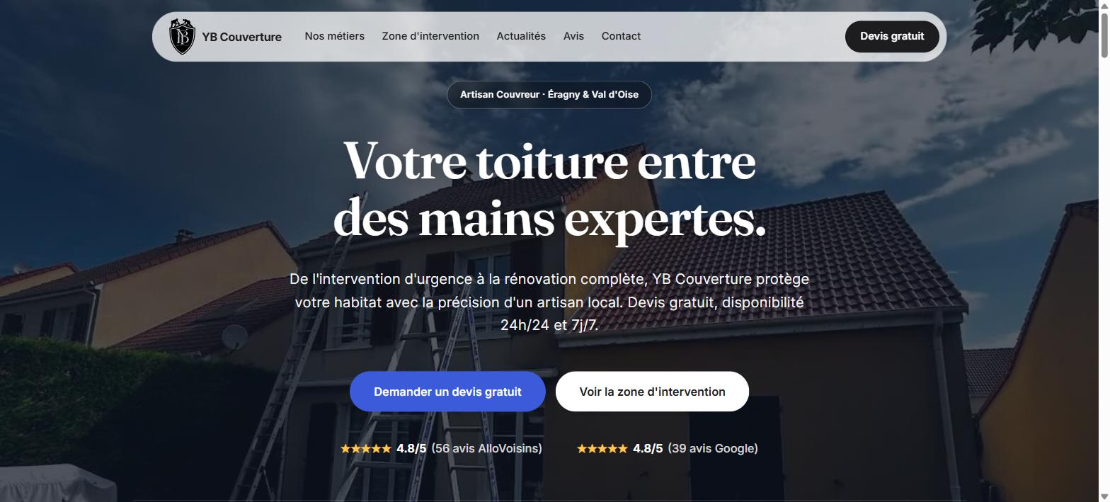 Aperçu du site YB Couverture